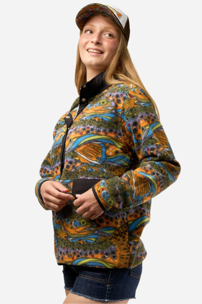 Load image into Gallery viewer, Unbound Brown Riffle Snap Fleece
