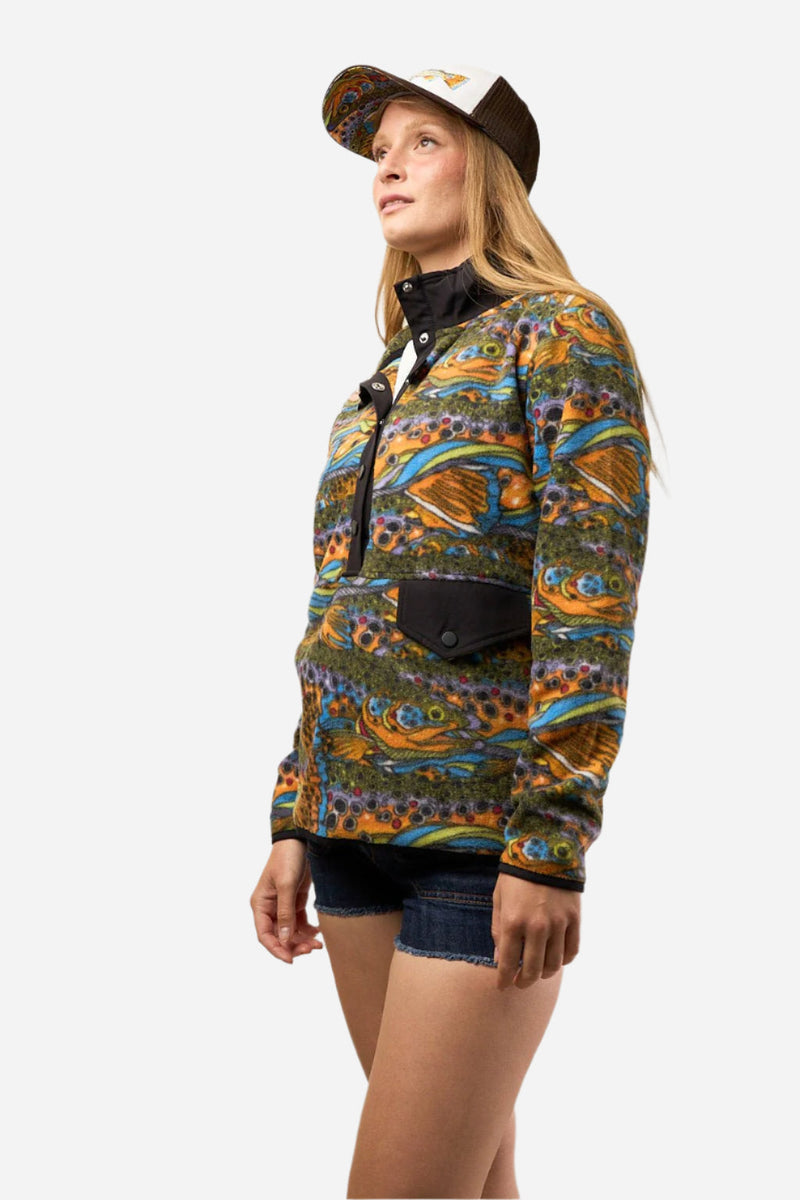 Load image into Gallery viewer, Unbound Brown Riffle Snap Fleece
