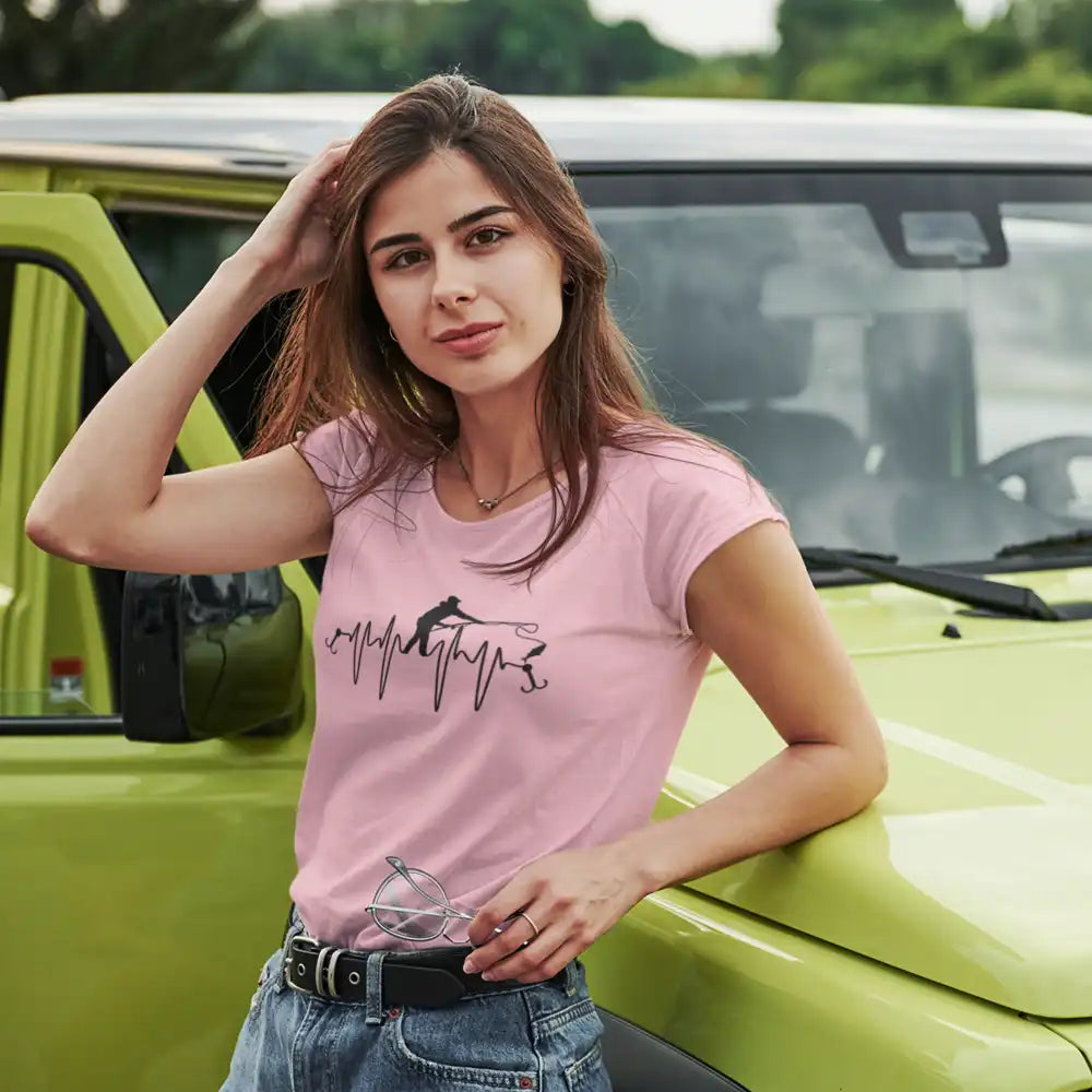 Fishing Heart Beat T-Shirt for Women