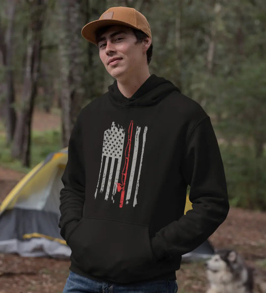 Fishing Rod American Flag Unisex Hoodie