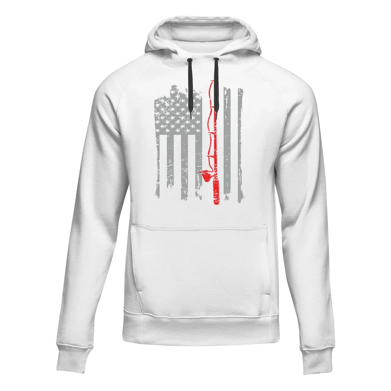 Load image into Gallery viewer, Fishing Rod American Flag Unisex Hoodie

