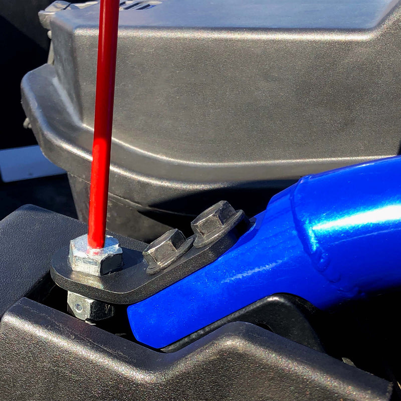 Load image into Gallery viewer, rear cage flag whip mount mounts for polaris rzr by litt industries close up image with flag installed 
