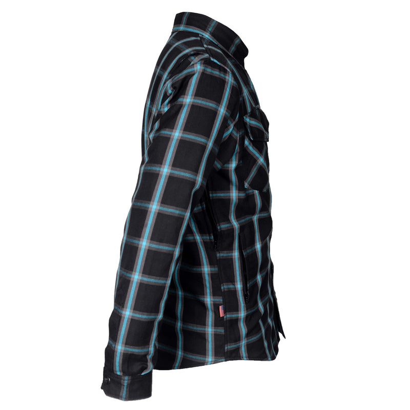 Load image into Gallery viewer, Protective Flannel Shirt - Black and Blue Stripes with Pads
