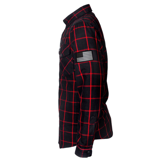 Protective Flannel Shirt - Black and Red Stripes