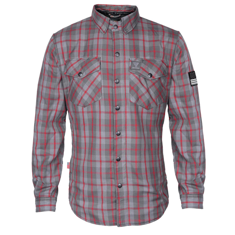 Load image into Gallery viewer, Protective Flannel Shirt - Grey and Red Stripes
