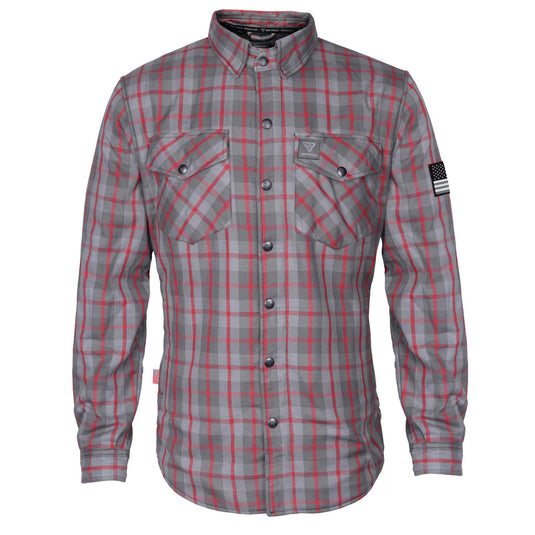 Protective Flannel Shirt - Grey and Red Stripes