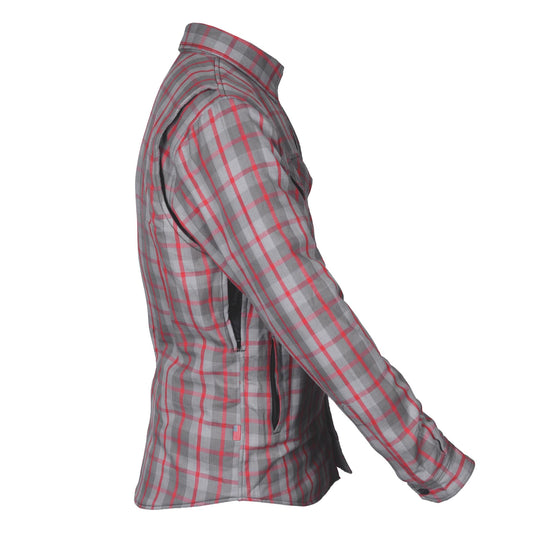 Protective Flannel Shirt - Grey and Red Stripes
