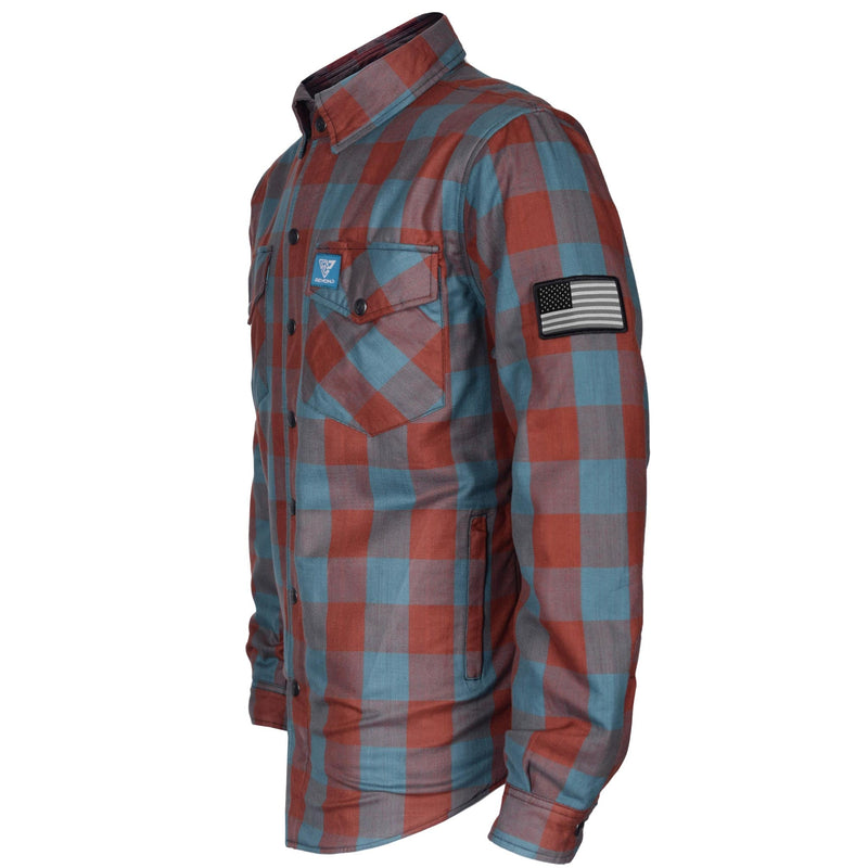 Load image into Gallery viewer, Protective Flannel Shirt - Light Brown and Teal Checkered
