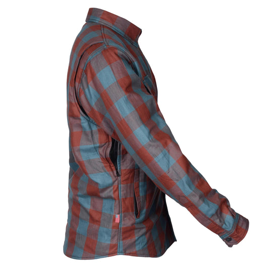 Protective Flannel Shirt - Light Brown and Teal Checkered
