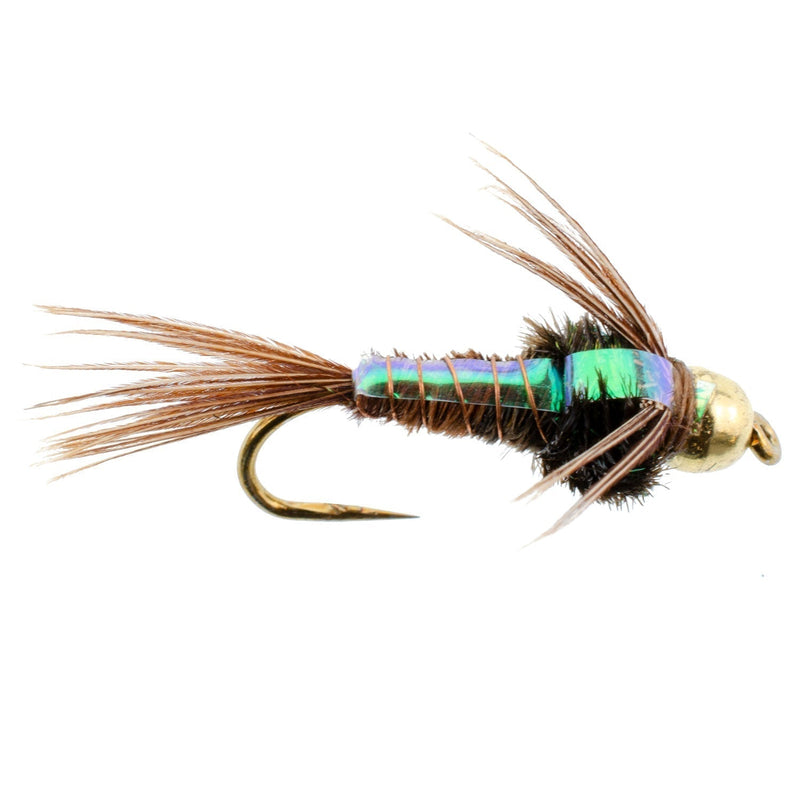 Load image into Gallery viewer, Barbless Bead Head Flashback Pheasant Tail Nymph Fly 6 Flies Hook Size 18
