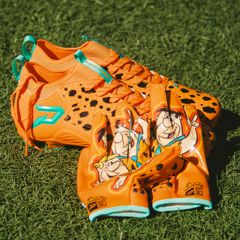 Load image into Gallery viewer, The Flintstones "Bedrock Blitz" Football Gloves - VPS5 by Phenom Elite
