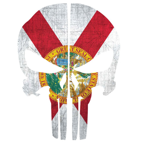 FLORIDA FLAG PUNISHER SKULL REAR HELMET REFLECTIVE HELMET DECAL