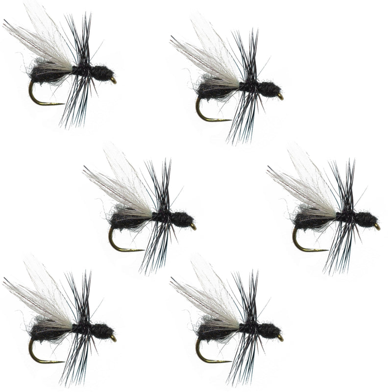 Load image into Gallery viewer, Barbless Black Fur Flying Ant Terrestrial Trout Dry Fly - 6 Flies Hook Size 14
