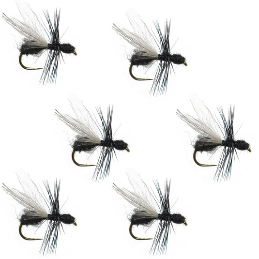 Barbless Black Fur Flying Ant Terrestrial Trout Dry Fly - 6 Flies Hook Size 14