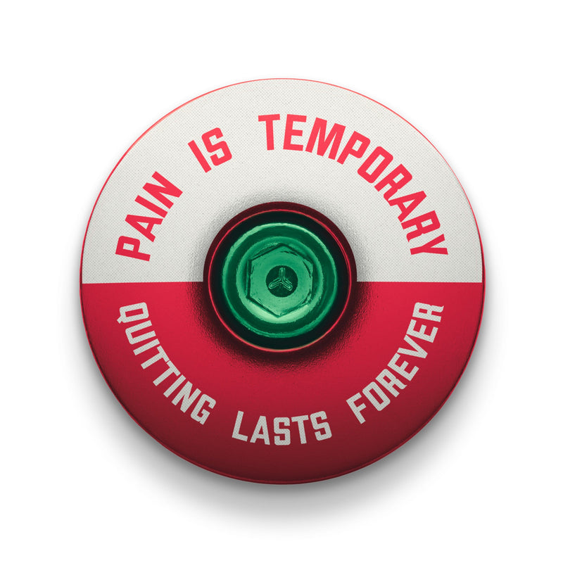 Load image into Gallery viewer, Pain is Temporary - Quitting Lasts Forever Bicycle Headset Cap
