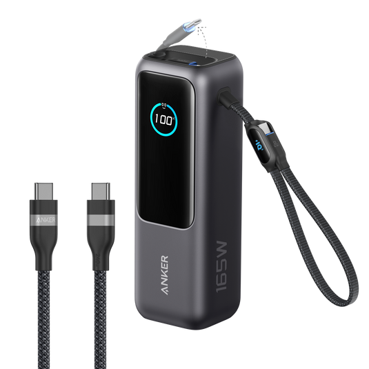 Anker Laptop Power Bank (25K, 165W, Built-In and Retractable Cables)