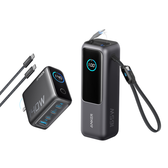 Anker Laptop Power Bank (25K, 165W, Built-In and Retractable Cables)