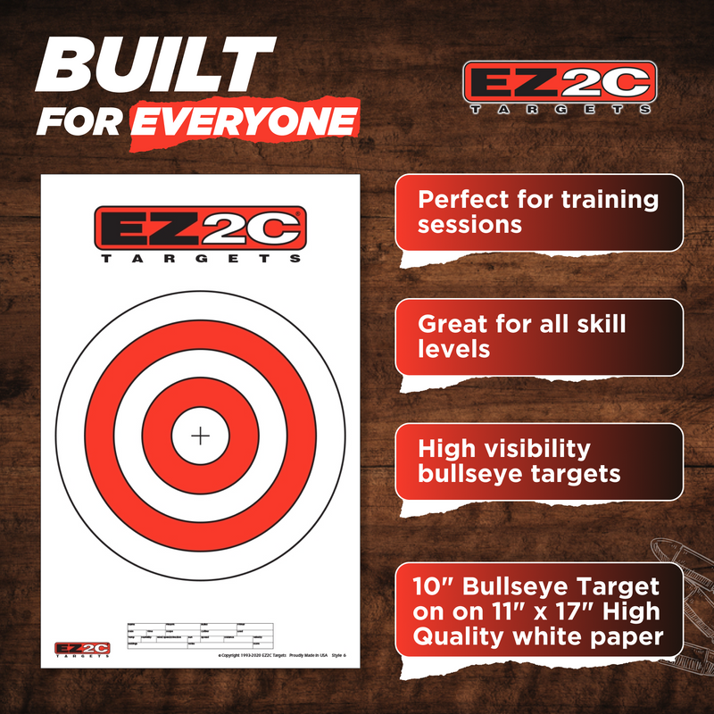 Load image into Gallery viewer, EZ2C Targets #6: 10" Bullseye Paper Shooting Target 11"x17" USA MADE
