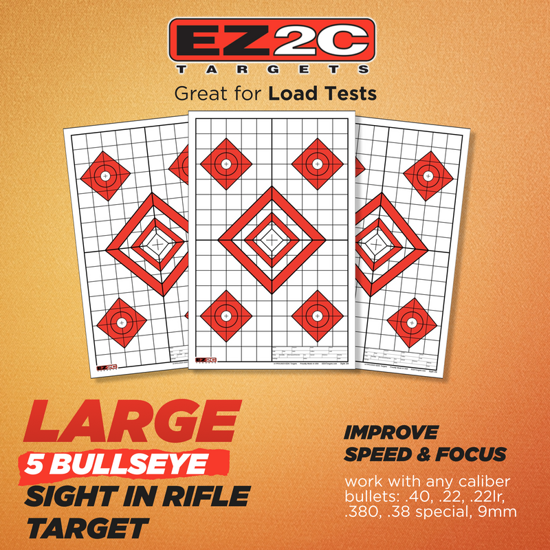 Load image into Gallery viewer, 25 EZ2C Targets Style 28: Five Diamonds. Pad of 25 Paper Shooting Targets 11”x17” USA MADE
