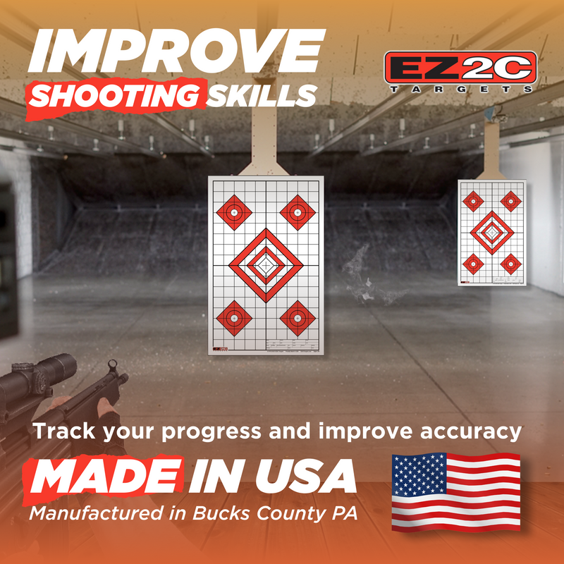 Load image into Gallery viewer, 25 EZ2C Targets Style 28: Five Diamonds. Pad of 25 Paper Shooting Targets 11”x17” USA MADE
