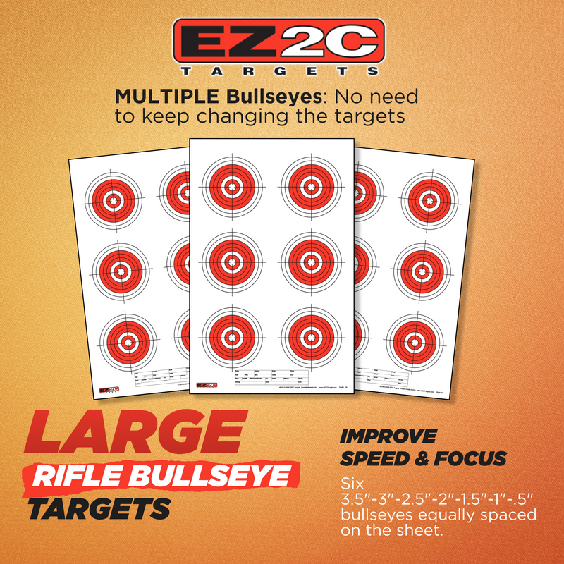 Load image into Gallery viewer, EZ2C Targets #24: Six Bullseye 11"x17" Shooting Paper Target USA MADE
