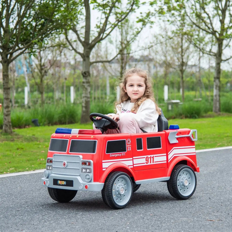 Load image into Gallery viewer, 12V Freddo Fire Truck 1 Seater Ride on
