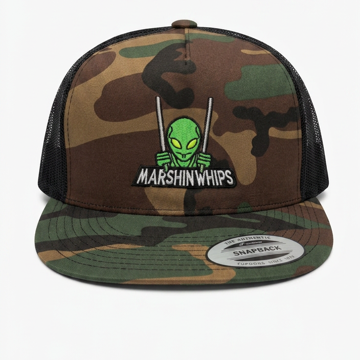 Load image into Gallery viewer, Marshin Whips Marty Flat Bill Camo Hat | Premium Off-Road Snapback
