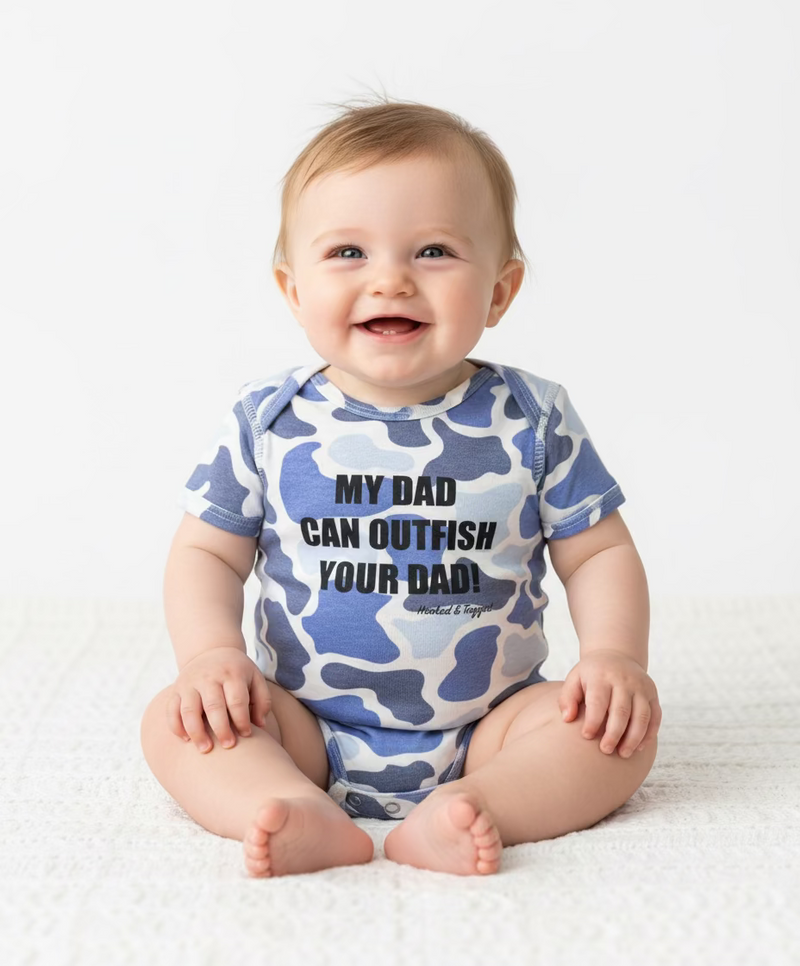 Load image into Gallery viewer, &quot;My Dad Can Outfish Your Dad&quot; Onesie
