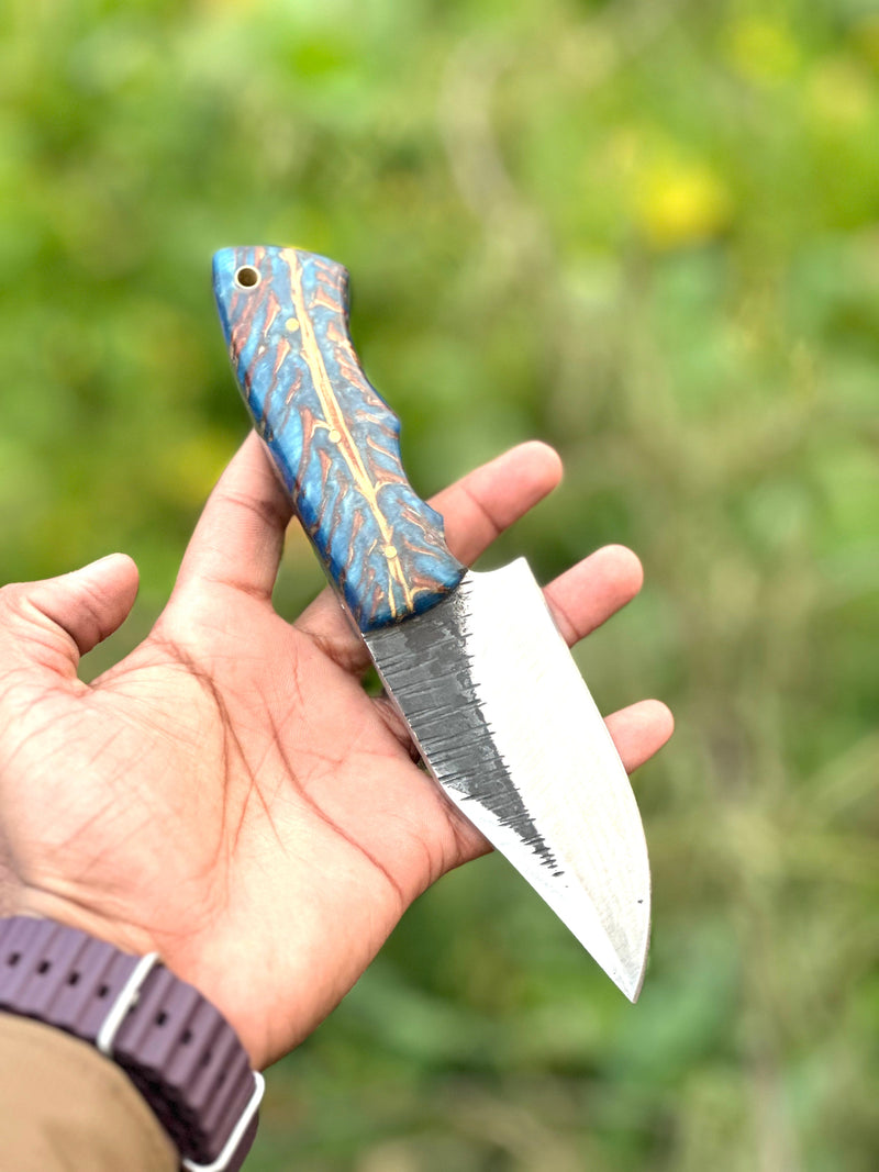 Load image into Gallery viewer, Good Hunting Knives – 9&quot; Hand-Forged J2 Steel Blade with Epoxy Resin Handle &amp; Leather Sheath
