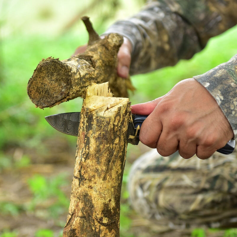 Load image into Gallery viewer, Custom Handmade 9&quot; Damascus Steel Hunting Knife with G10 Handle &amp; Leather Sheath
