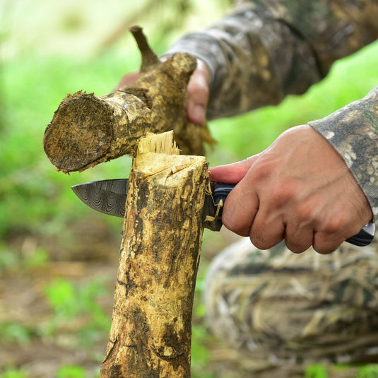 Custom Handmade 9" Damascus Steel Hunting Knife with G10 Handle & Leather Sheath