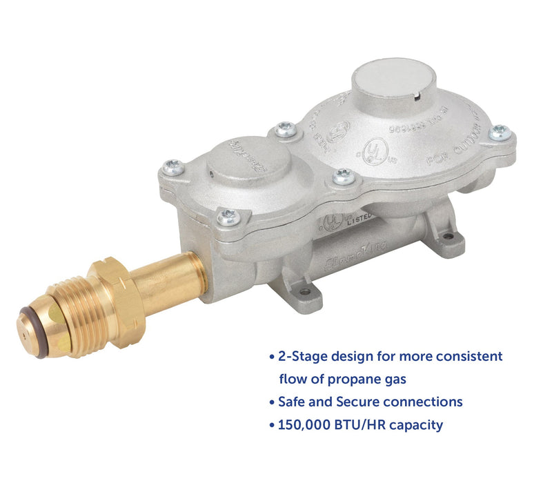 Load image into Gallery viewer, Flame King 2-Stage 150,000 BTU Propane LP Horizontal Super Compact Regulator
