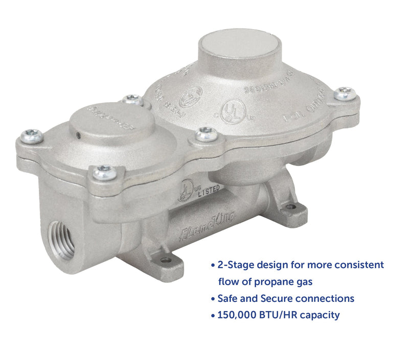 Load image into Gallery viewer, Flame King 2-Stage 150,000 BTU Propane LP Vertical Super Compact Regulator
