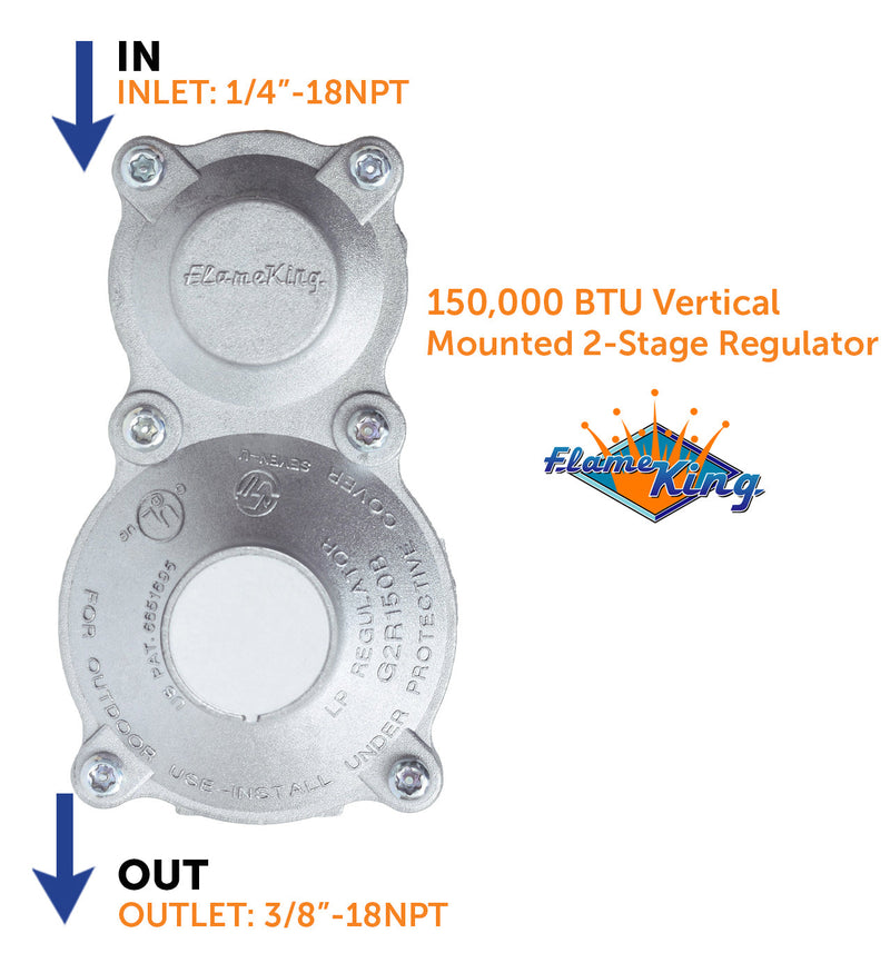 Load image into Gallery viewer, Flame King 2-Stage 150,000 BTU Propane LP Vertical Super Compact Regulator
