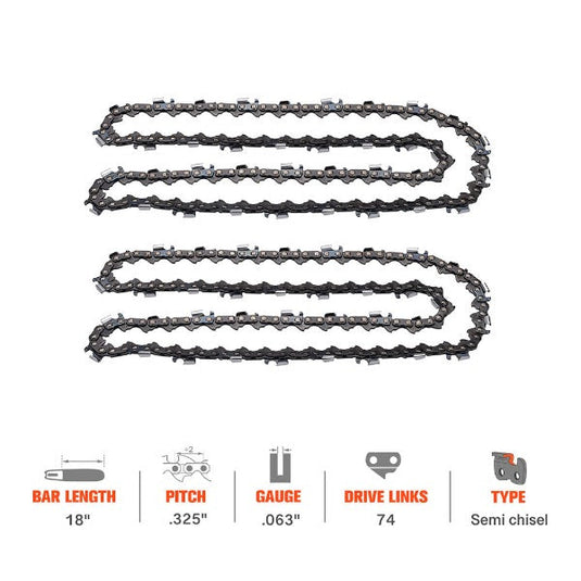 18 Inch Safety Chain .325 Pitch .063 Gauge 74 DL For Stihl MS290 MS260 MS271 MS291 029 026 Pro MS261 MS360 Chainsaw