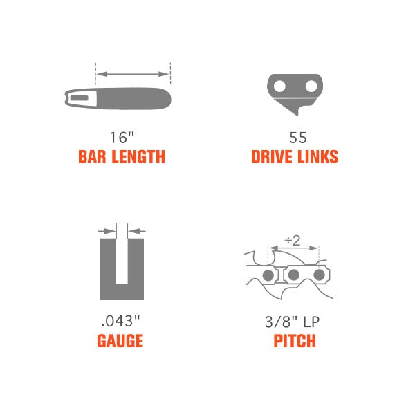 Load image into Gallery viewer, 16 Inch MS210 Chain 3/8 LP Pitch .043 Gauge 55 DL for Stihl MS170 MS180 MS 210 017 018 MS180C MS170C Chainsaw #61 PMM3 55 90PX055G
