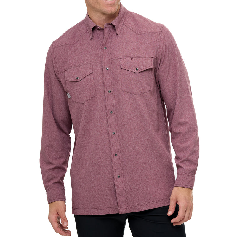 Load image into Gallery viewer, Maroon Pearl Snap Shirt | Long Sleeve
