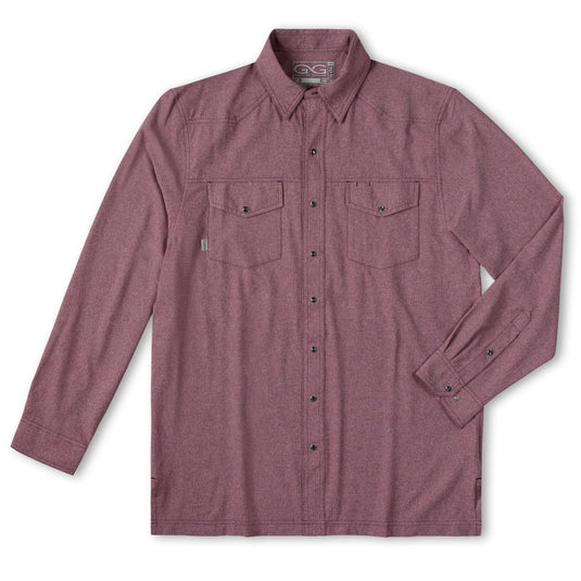 Maroon Pearl Snap Shirt | Long Sleeve