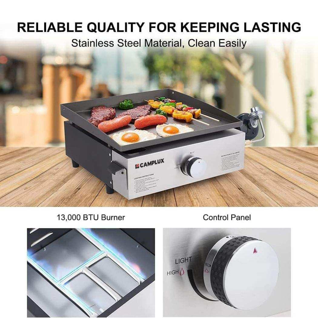 Camplux Outdoor Portable Griddles for RV, Camping and Tailgating - 17 Inch 13,000 BTU - Skoutley Outdoors LLC