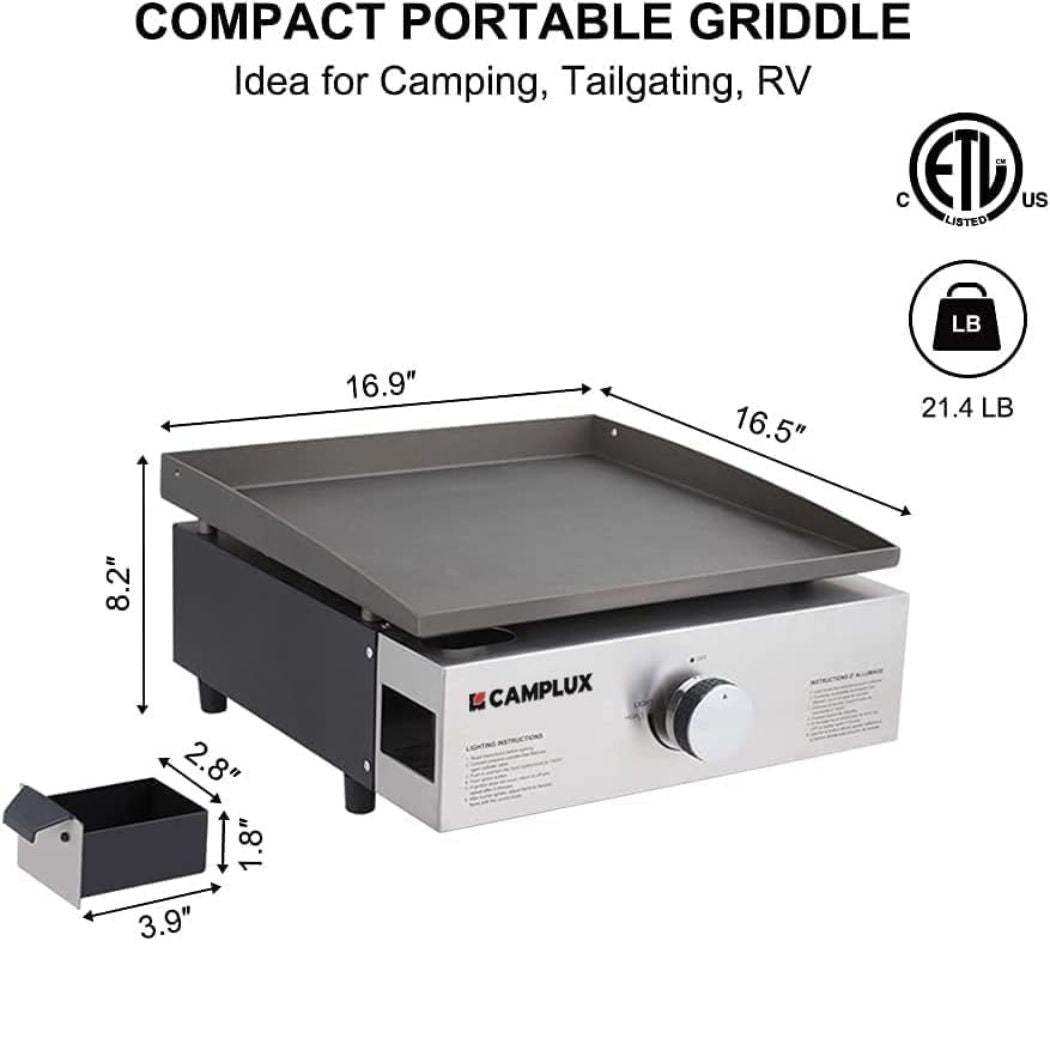 Camplux Outdoor Portable Griddles for RV, Camping and Tailgating - 17 Inch 13,000 BTU - Skoutley Outdoors LLC