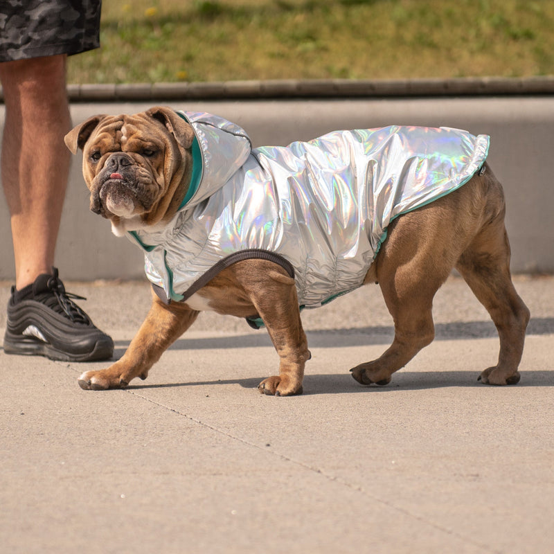 Load image into Gallery viewer, Reversible Raincoat - Neon Aqua with Iridescent
