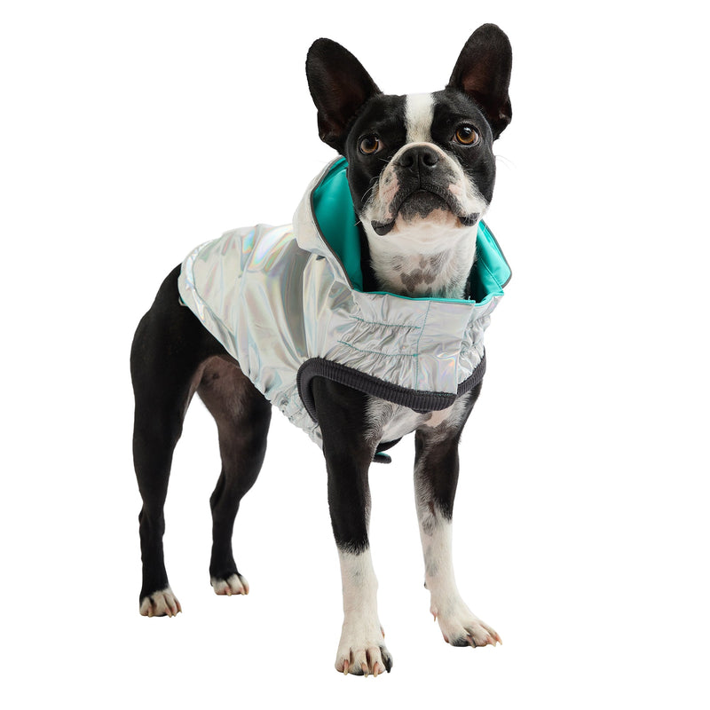 Load image into Gallery viewer, Reversible Raincoat - Neon Aqua with Iridescent
