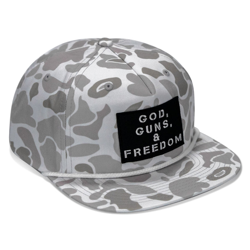 Load image into Gallery viewer, God, Guns, &amp; Freedom Patch Flatbill Hat
