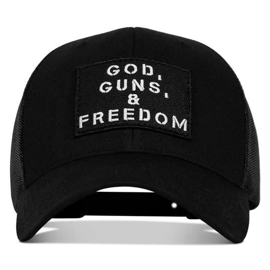 God, Guns, And Freedom Patch Mid-Profile Mesh Snapback Hat