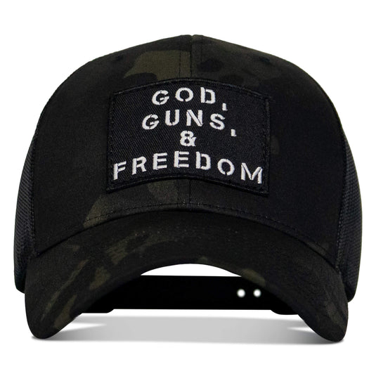 God, Guns, And Freedom Patch Mid-Profile Mesh Snapback Hat
