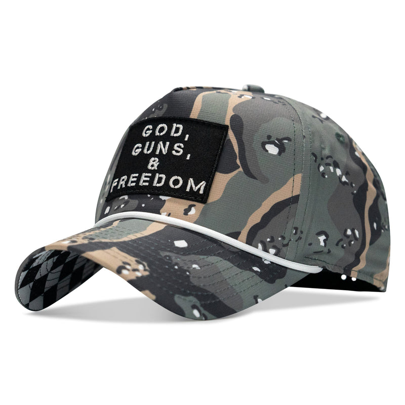 Load image into Gallery viewer, God, Guns, And Freedom Patch Weekender Snapback Hat
