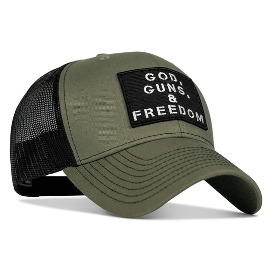 God, Guns, And Freedom Patch Mid-Profile Mesh Snapback Hat
