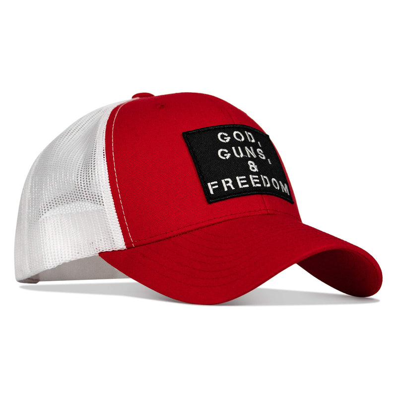 Load image into Gallery viewer, God, Guns, And Freedom Patch Mid-Profile Mesh Snapback Hat
