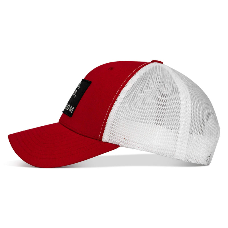 Load image into Gallery viewer, God, Guns, And Freedom Patch Mid-Profile Mesh Snapback Hat
