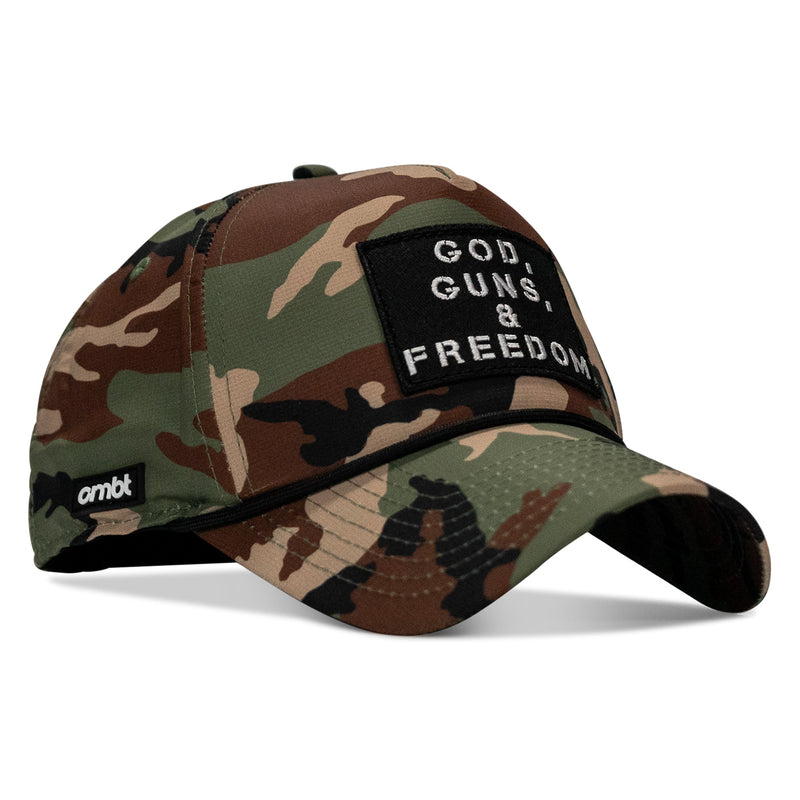 Load image into Gallery viewer, God, Guns, And Freedom Patch Weekender Snapback Hat
